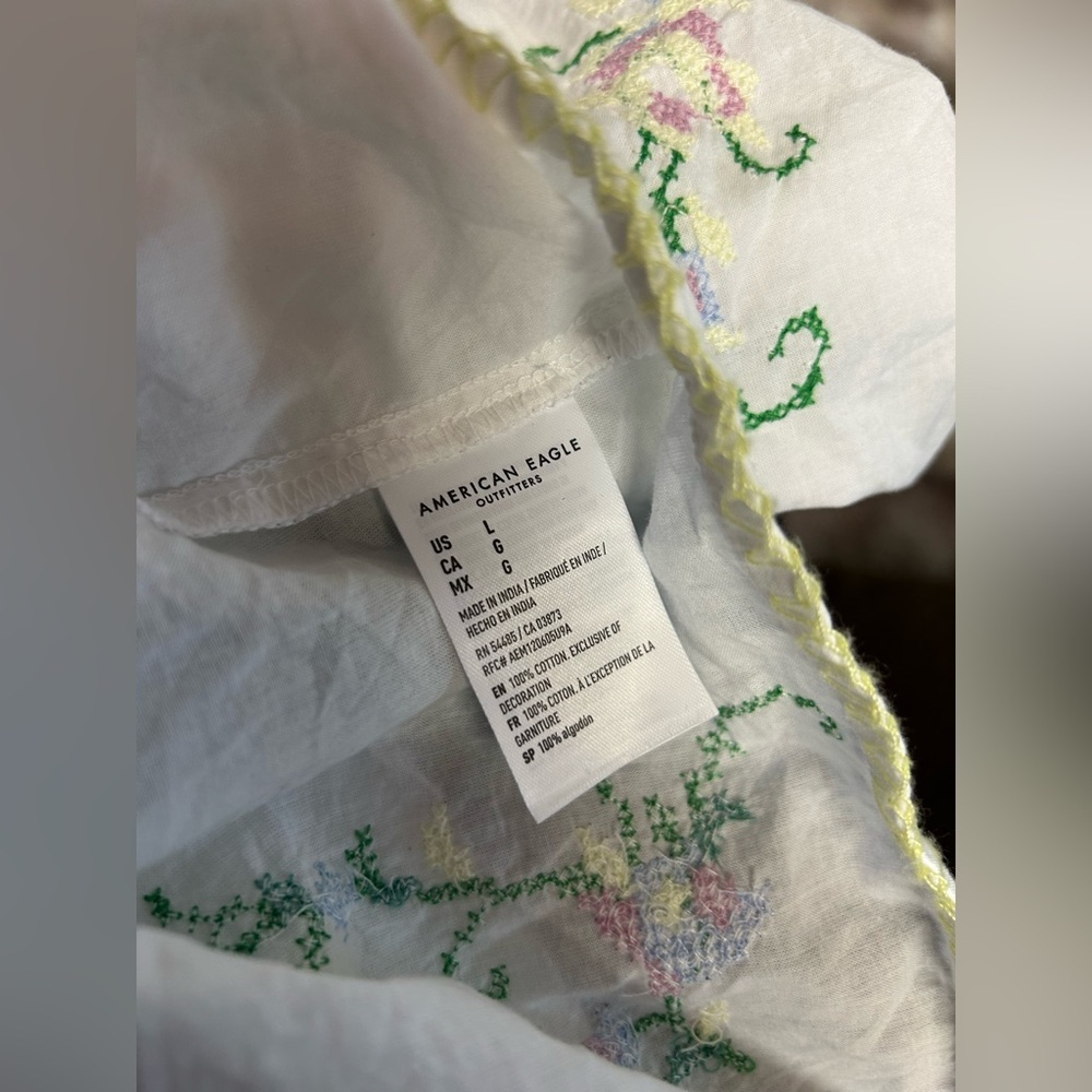 AE Collared Tie Front Embroidered Shirt - Picture 16 of 16